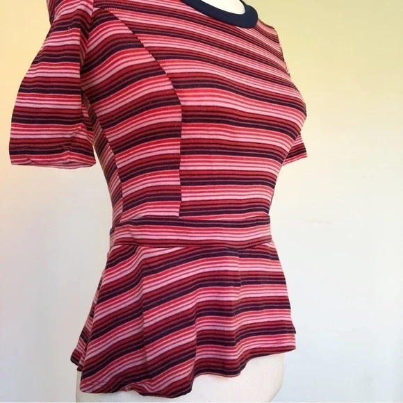 💕2 for $20 Bordeaux Anthropologie Striped Top - Picture 3 of 9